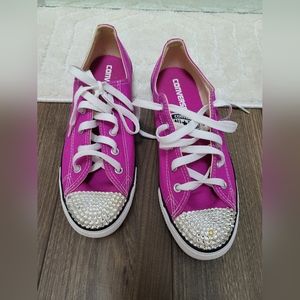 Pink Converse with stones 8.5 size